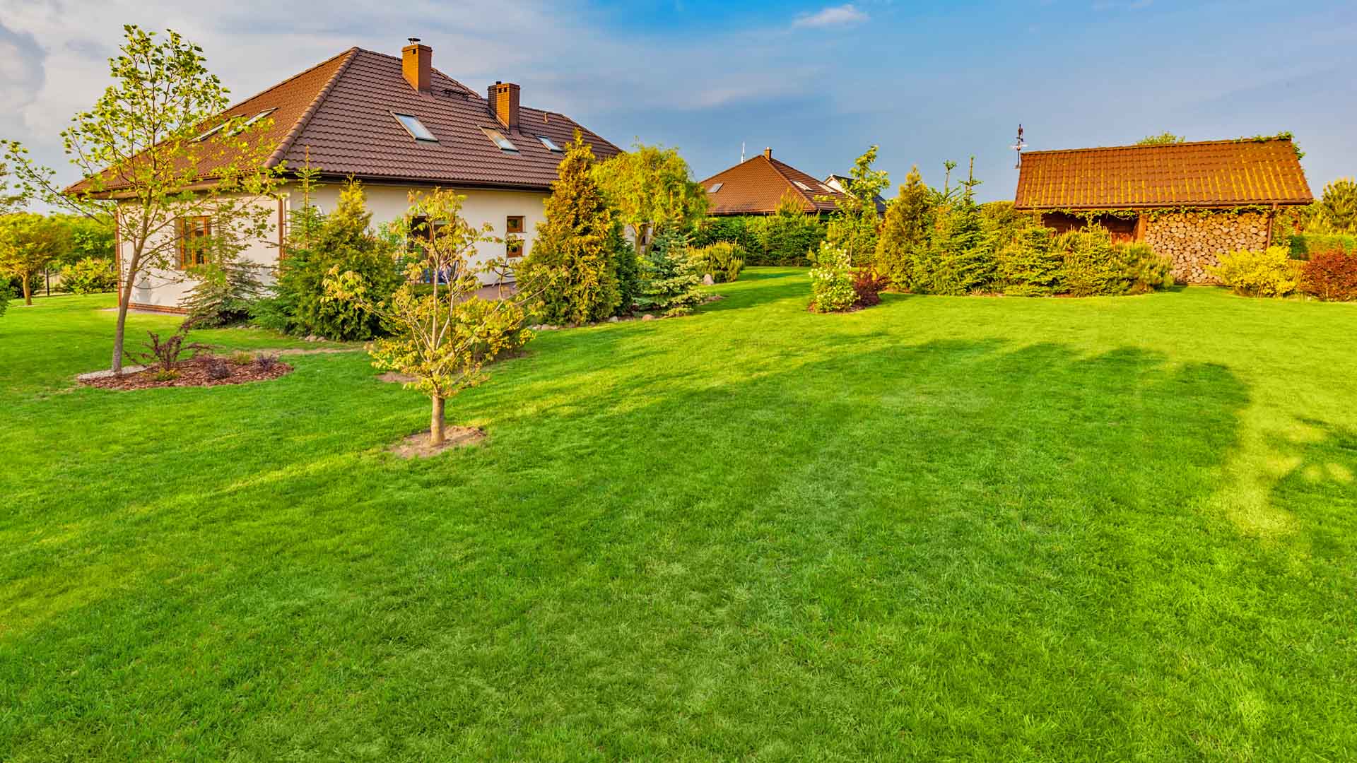 Residential yard after a spring clean up in Fort Wayne, IN.